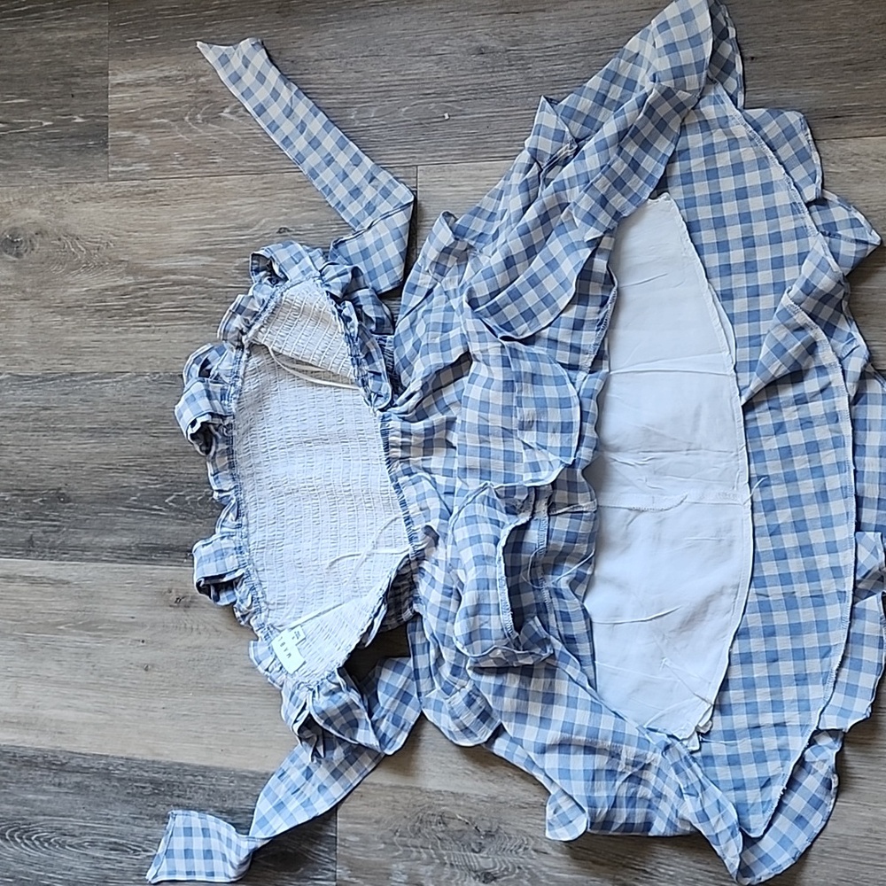 Blue Gingham Mini Dress - Picture 11 of 12